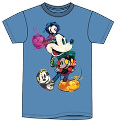Adult Icon Collage Mickey Mouse Tee, Blue Adult Icon Collage Mickey Mouse Tee, Blue