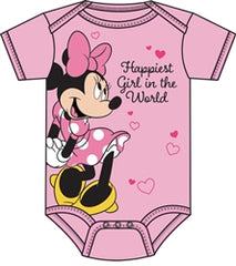 Infant Onesie Minnie Happiest Girl, Pink Infant Onesie Minnie Happiest Girl, Pink