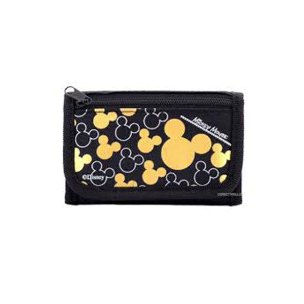 Mickey black and gold trifold wallet