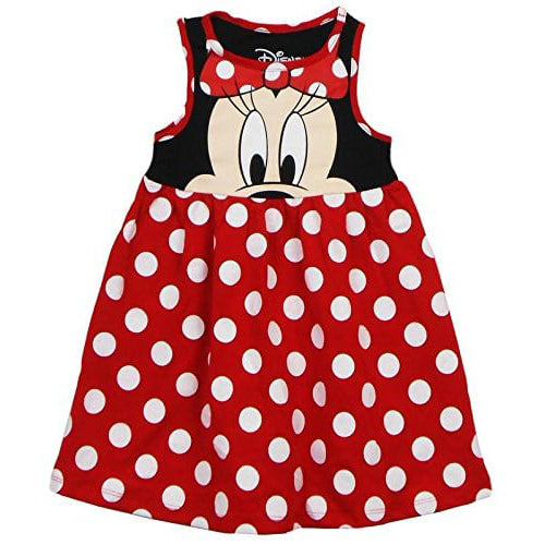 Disney Toddler Girls Minnie Face Dress, Red Polka Dot