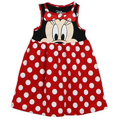 Disney Toddler Girls Minnie Face Dress, Red Polka Dot