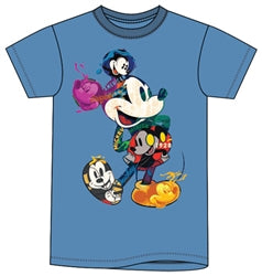Adult Icon Collage Mickey Mouse Tee, Blue