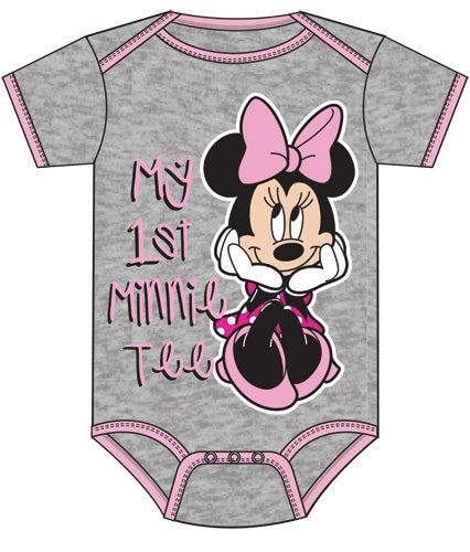 Infant Onesie My First Minnie, Pink Gray