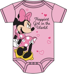 Infant Onesie Minnie Happiest Girl, Pink