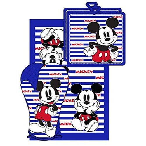 Disney 3Pc Kitchen Towel Stripes Set Mickey Mouse